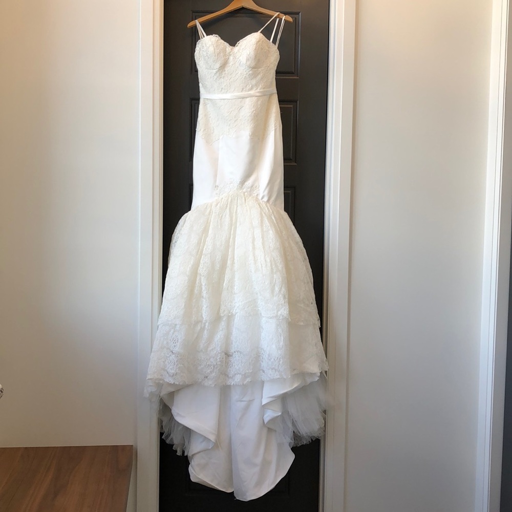 Stunning Ivory Lacy Fit and Flare Gown